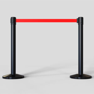 Postes metalicos con cinta extensible para separar y mantener sistancia de seguridad Covid-19